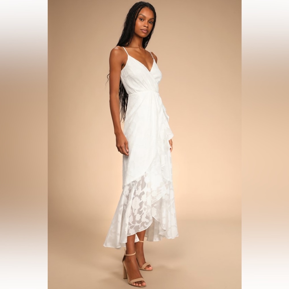 Lulus Near Your Heart White Burnout Floral High-Low Dress